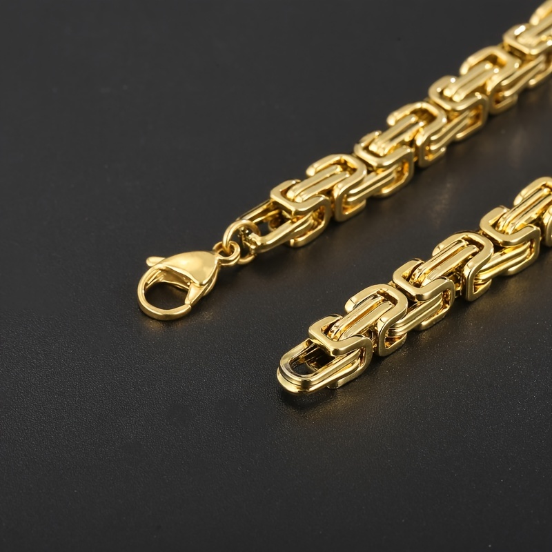 304 Stainless Steel Mens Byzantine Chain Plated Jewelry Set